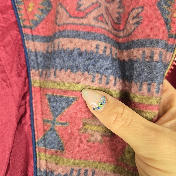 Vintage‎ Westside Connection 90s Aztec Burgundy Blue Windbreaker Long Sleeve - Picture 11 of 17